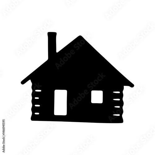 A rustic cabin silhouette with chimney evoking feelings of warmth and security
