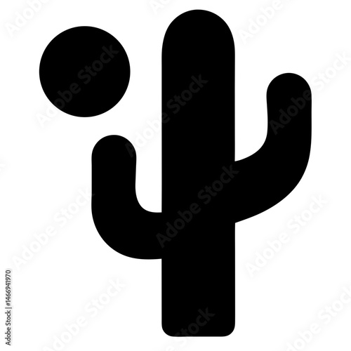Stylized Silhouette of a Cactus with the Sun in the Desert Sky