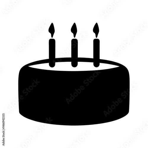 A celebratory birthday cake with three lit candles vector illustration
