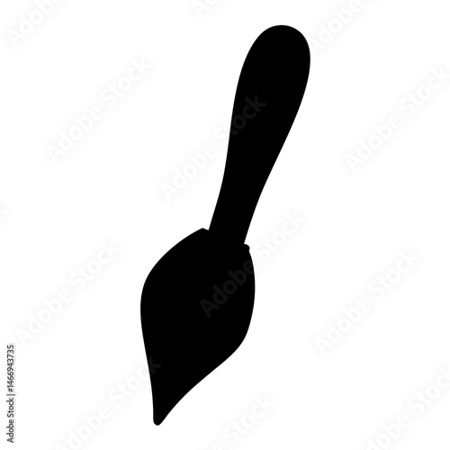 Silhouette of an artistic paintbrush with sleek handle and refined bristles