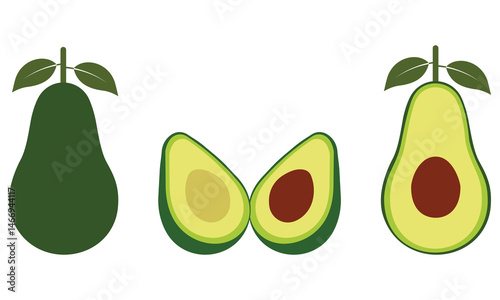 Avocado icon vector. Silhouette of avocado icon vector. Summer fruits for healthy, testy, fresh natural,  eco, leaf, vegan, green fruit , half, slice, with bone. Vector illustration for any design.