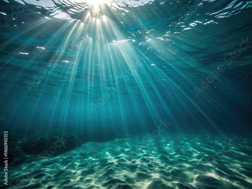 Fond de l'océan ave des rayons de soleil sous l'eau