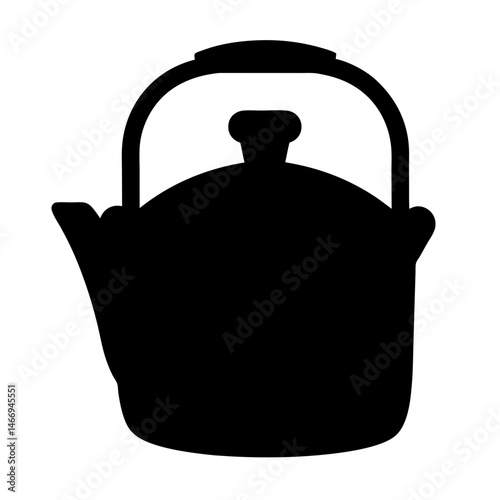 Simple bold silhouette of a kettle with a handle and spout design