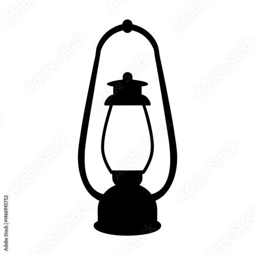 Silhouette of an antique kerosene lamp with handle, representing traditional lighting
