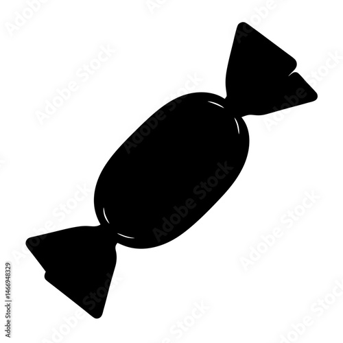 Black candy silhouette wrapped at both ends isolated on white background