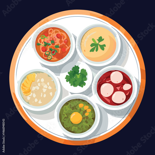 set of various soup - vector illustration