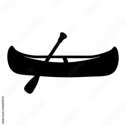 Silhouette of a canoe with a paddle, symbolizing recreation and exploration
