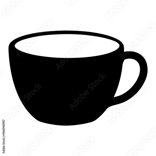 Simple Black and White Cup Illustration for Hot Drinks and Beverages