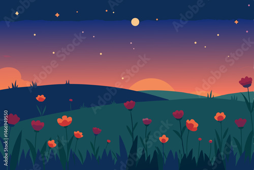 open prairie dotted with wildflowers under 