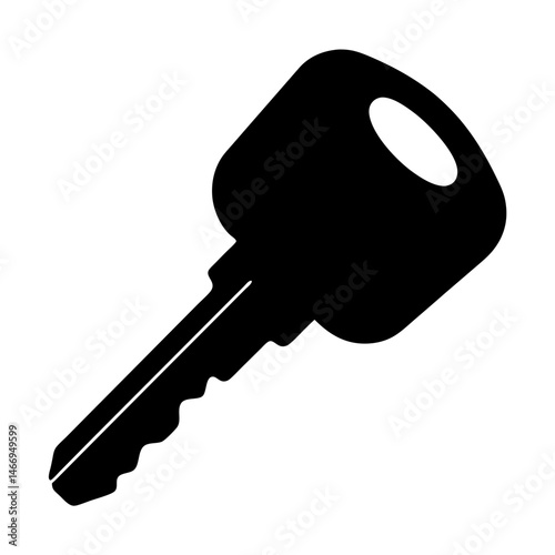 Silhouette of a modern metal key to secure a lock or door