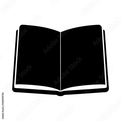 Simple black and white open book icon symbol for learning and reading