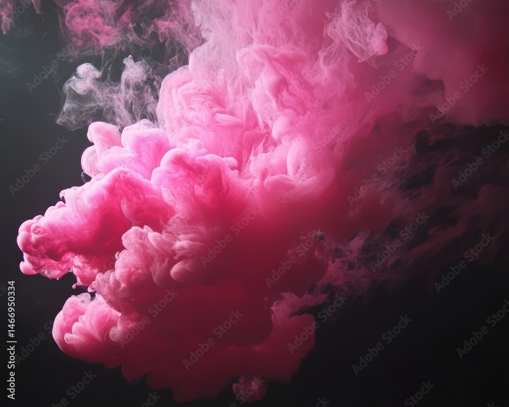 Fototapeta premium Abstract Pink Ink Cloud in Dark Water
