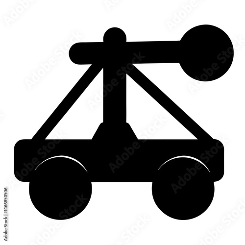 Medieval Catapult Silhouette on Wheels for Siege and Warfare Technology