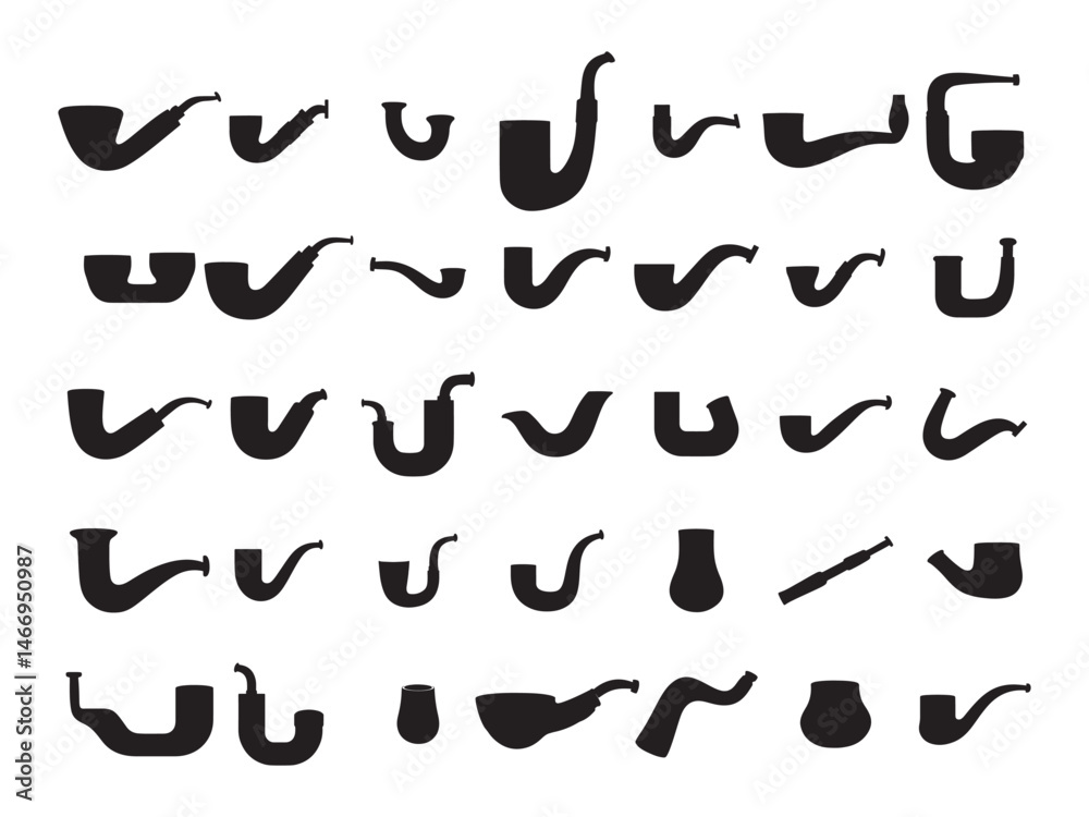 Set of Pipe silhouette silhouette vector collection Set of Pipe silhouette silhouette vector collection