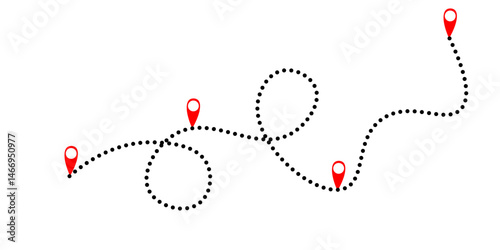 Dotted path with points. isolated on white background. Vector illustration.
