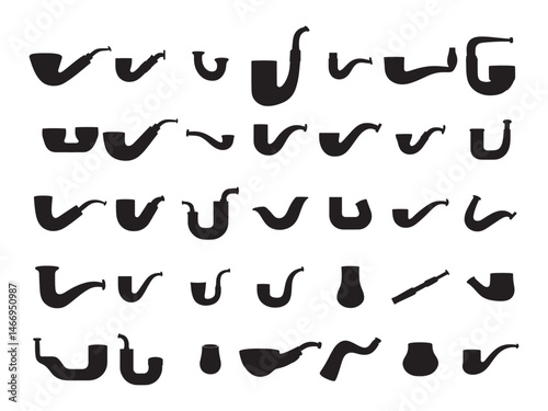 Set of Pipe silhouette silhouette vector collection