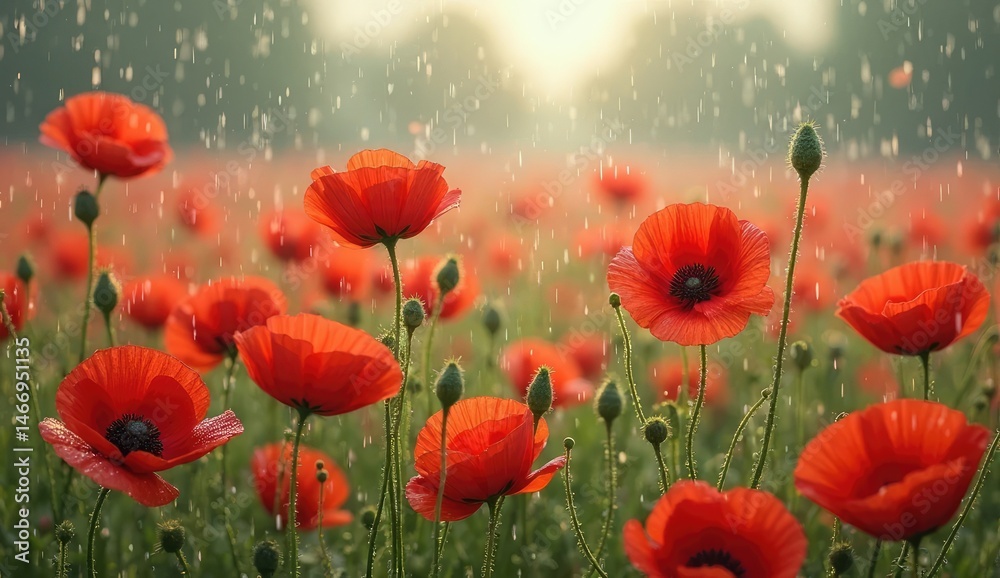 Obraz premium field of red poppies