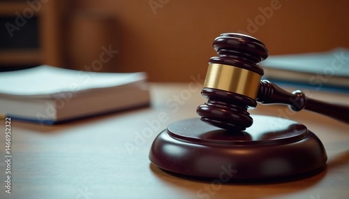 Wallpaper Mural Close up of courtroom documents, gavel in background , agreement, paperwork Torontodigital.ca