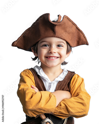 Happy child dressed as a pirate with arms crossed