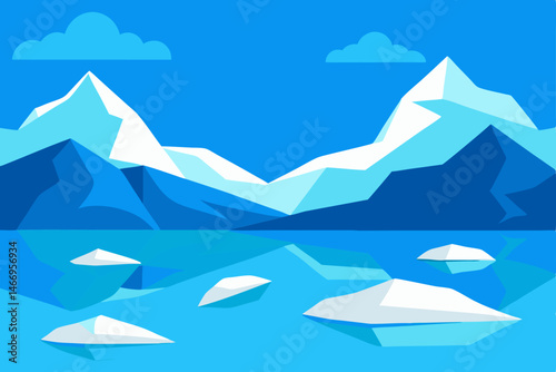 peaceful glacial lake with floating icebergs 