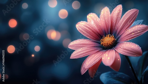 Dewkissed Pink Flower with Night Bloom.