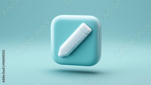 3D Pencil Edit Icon on Blue Background