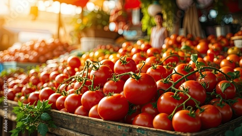 Obraz na płótnie Fresh Tomatoes at the Farmers Market - Bountiful Harvest w salonie