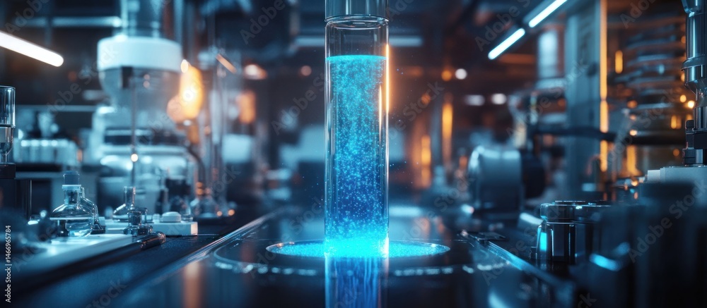 Futuristic Laboratory: Blue Liquid in a Test Tube Futuristic Laboratory: Blue Liquid in a Test Tube