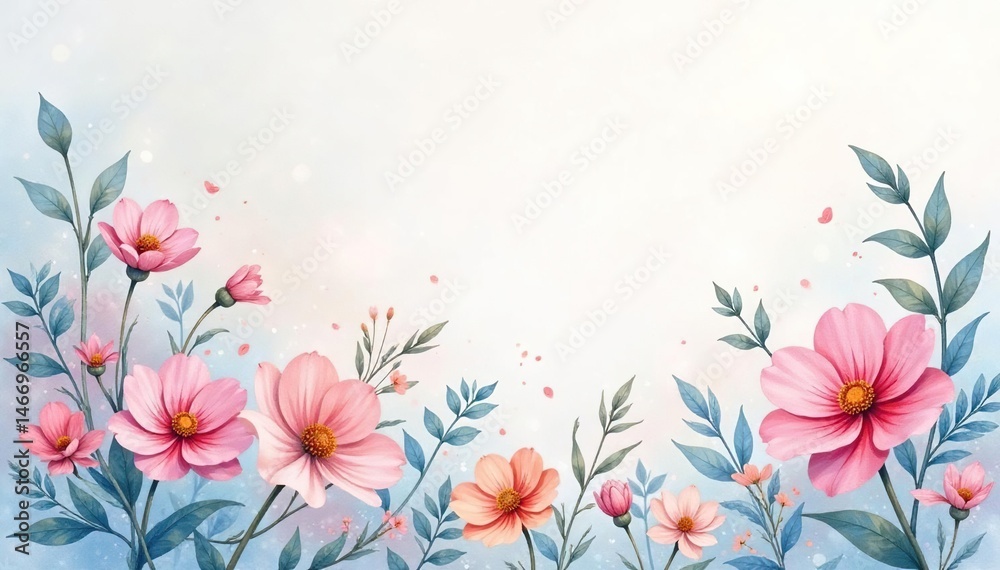 Naklejka premium Delicate watercolor forget-me-nots, subtly layered, pastel shades, repeat, beauty