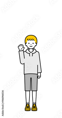 全身のポーズ_シンプルな私服の男の子02