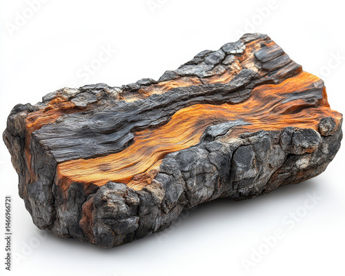 Obraz na płótnie Detailed Image of Textured Tree Bark on Isolated White Background Highlighting Natural Patterns w salonie