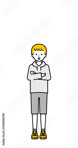 全身のポーズ_シンプルな私服の男の子11