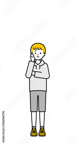 全身のポーズ_シンプルな私服の男の子12