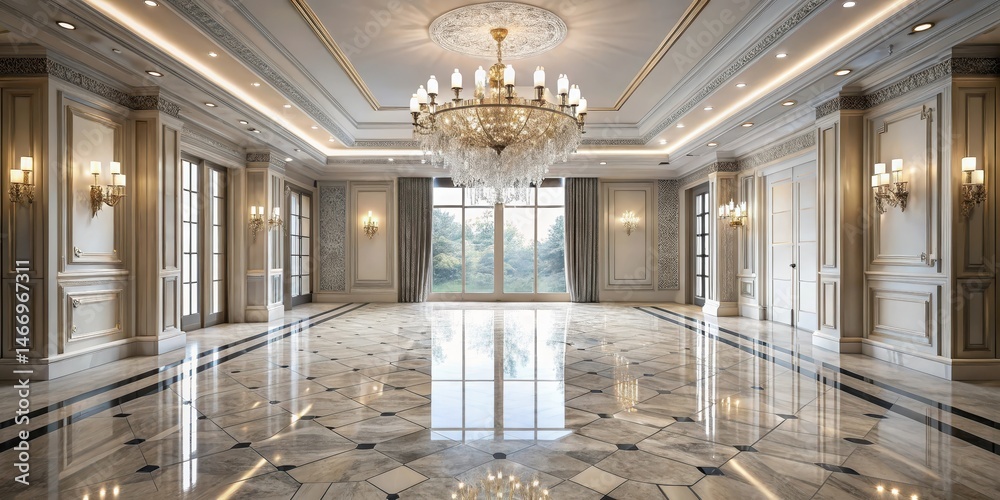 Obraz premium High-end interior with marble floor and crystal chandelier , high end, luxury