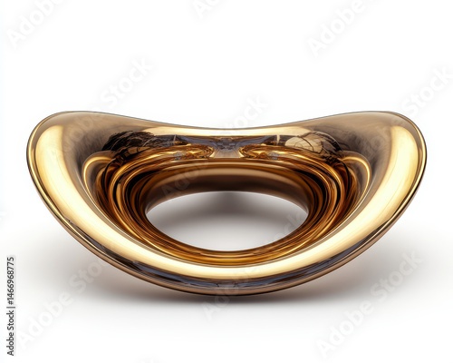 Obraz na płótnie abstract golden sculpture resembling a polished diapason isolated on white background, modern art piece concept w salonie