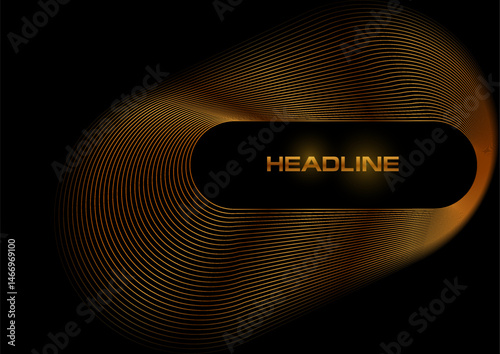 Golden linear twisted ellipses abstract minimal background. Geometric concept vector design