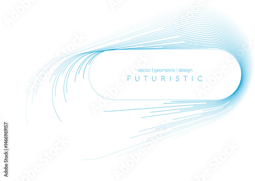 Minimal blue twisted ellipse lines abstract geometric tech background. Vector futuristic design