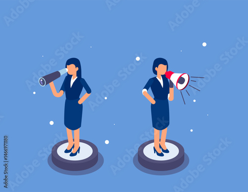 We are hiring concept banner.  Flat isometric vector illustration