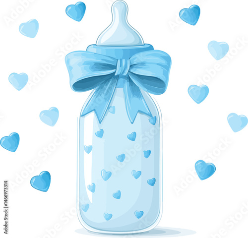 Team Boy Baby Milk Bottle: 2D Vector Design for Baby Products