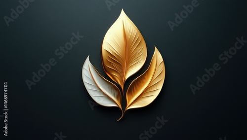 Golden  Silver Leaves on Dark.