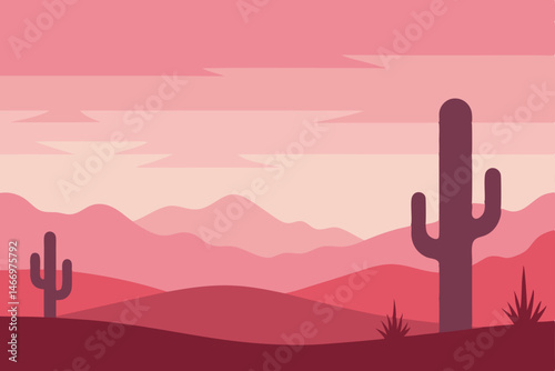 remote desert plateau with tall saguaro cacti 