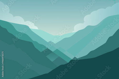 remote valley cloaked in mist with faint sunbeams .svg