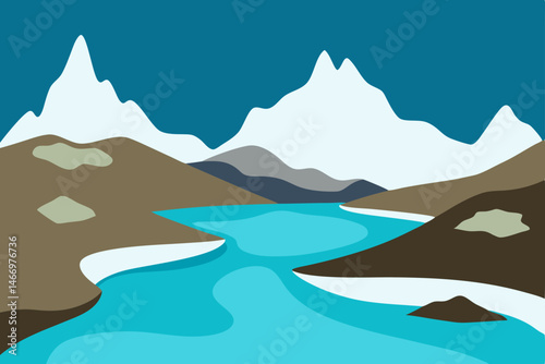 rocky alpine basin with patches of snow and glacie