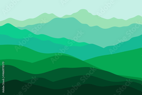 rolling mountain foothills with layers of green 