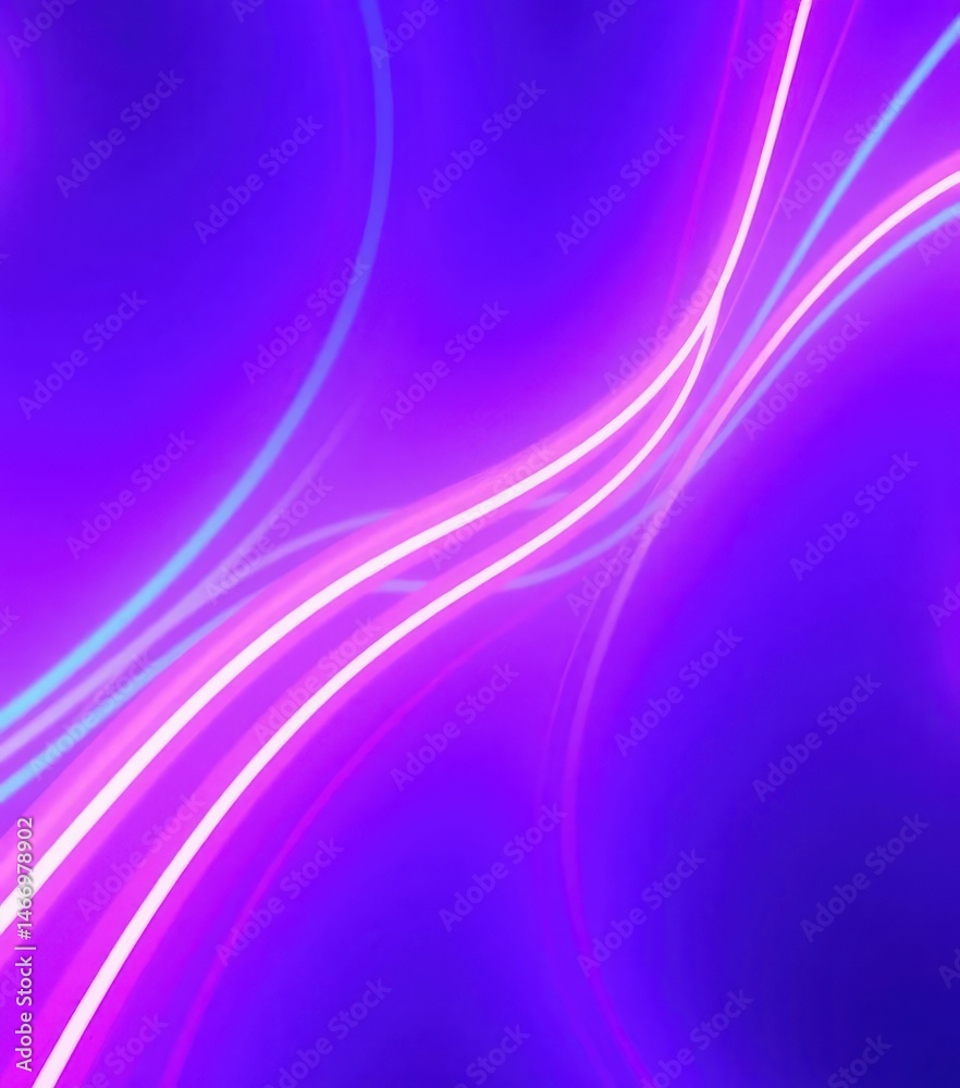 Naklejka premium Abstract purple and blue neon lights blink rhythmically in a seamless loop animation, shine, glow, vj
