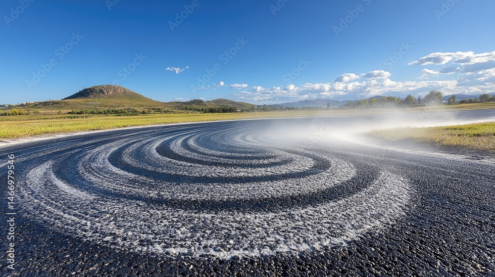 Fototapeta premium Drifting Car Tire Marks with Asphalt Road.