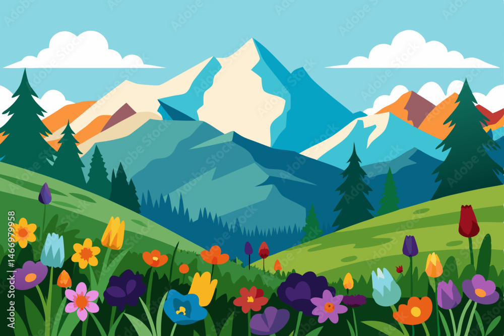 Fototapeta premium secluded alpine meadow with colorful wildflowers