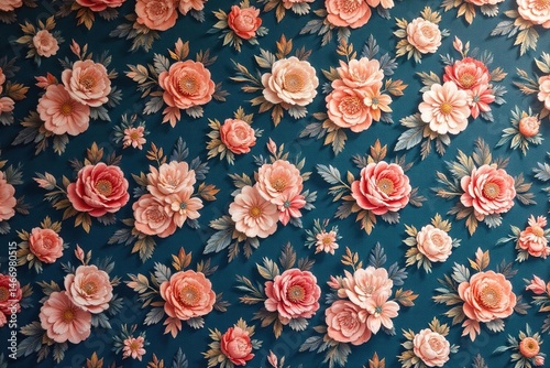 Subtle floral motif seamlessly repeated for sophisticated interior decor , nature, interior