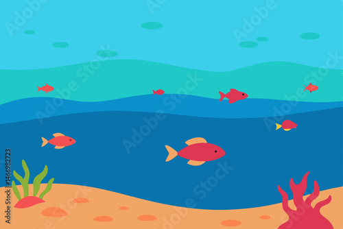 shallow bay with scattered coral and colorful fish 