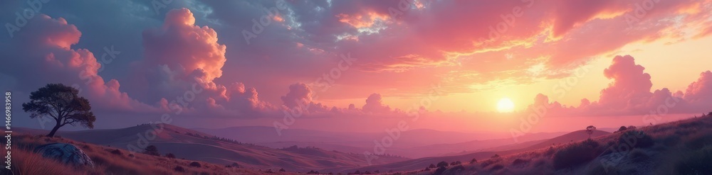 Obraz premium Subtle earth tones blending into vibrant sky hues , sunrise, yellow